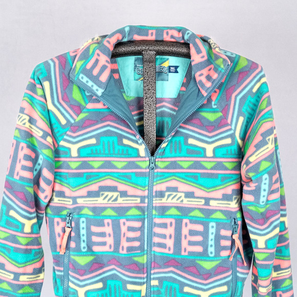 Chubbies Men's Fleece Full Zip Jacket SMALL Colorful Beachy Southwestern Aztec - Picture 2 of 6